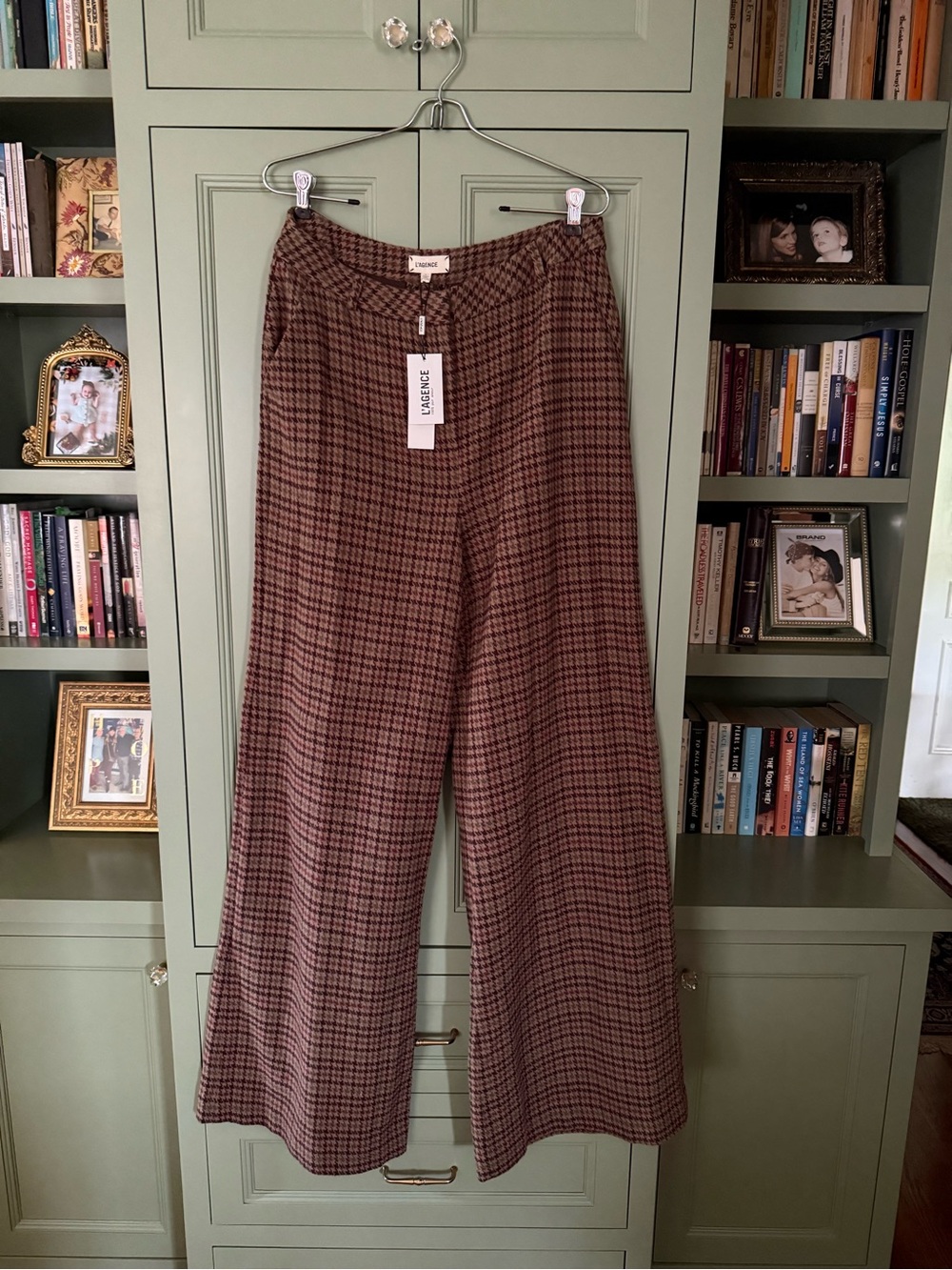 L'AGENCE NWT $475 Pilar Multi Brown Plaid Houndstooth Wide-Leg High-Rise Pant 8 - Picture 12 of 16